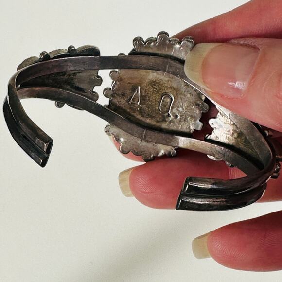 Vintage Zuni Alice Quam Turquoise Native American Silver Bracelet - Picture 5 of 8